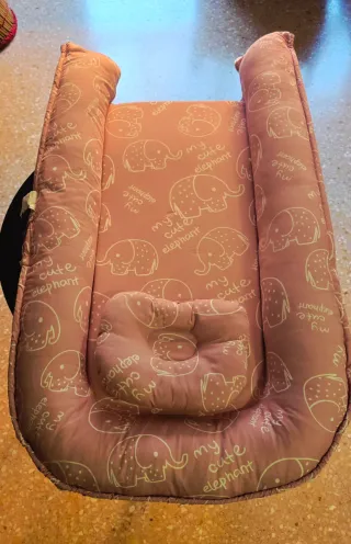 Cuna nido bebe elefantes rosa