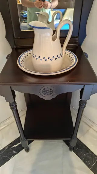 Lavamanos madera con espejo