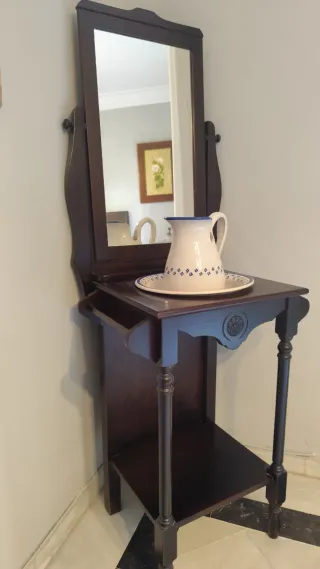 Lavamanos madera con espejo