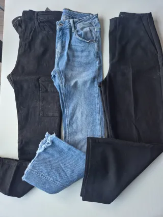 Lote 3 pantalones: negro y vaquero