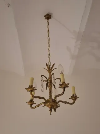 Lámpara Candelabro Antigua Dorada