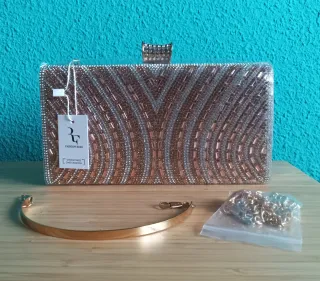 BOLSO DE MANO CHAMPAGNE ROSADO