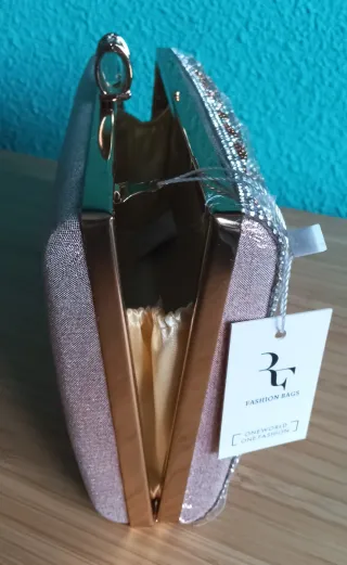 BOLSO DE MANO CHAMPAGNE ROSADO