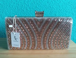 BOLSO DE MANO CHAMPAGNE ROSADO