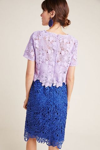 Vestido de encaje azul malva Anthropologie 36 £160