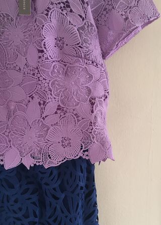 Vestido de encaje azul malva Anthropologie 36 £160