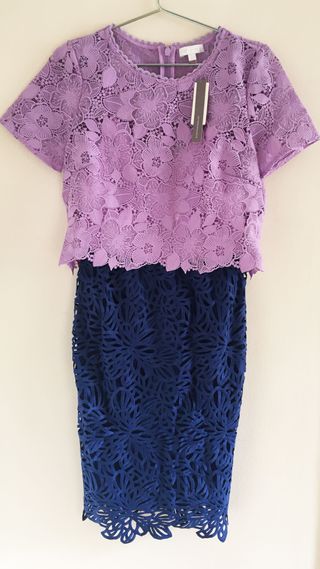 Vestido de encaje azul malva Anthropologie 36 £160