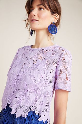 Vestido de encaje azul malva Anthropologie 36 £160