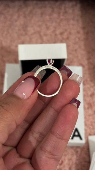 Anillo Pandora Corazón Rosa y Plata