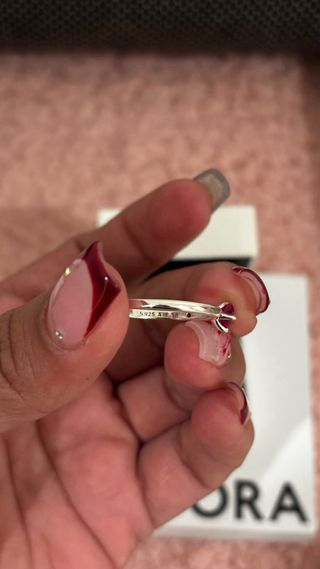 Anillo Pandora Corazón Rosa y Plata