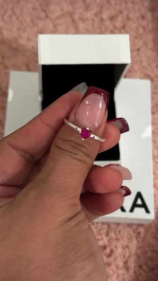 Anillo Pandora Corazón Rosa y Plata