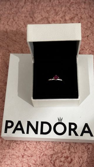 Anillo Pandora Corazón Rosa y Plata