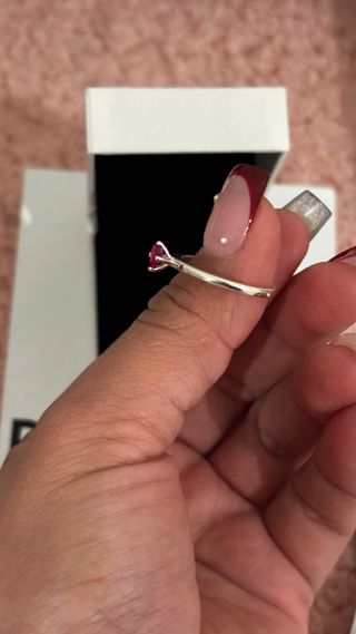 Anillo Pandora Corazón Rosa y Plata