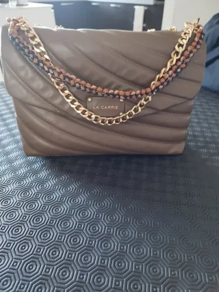 Borsa vera pelle LA CARRIE tortora tracolla