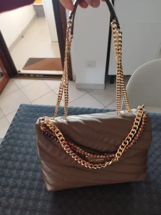 Borsa vera pelle LA CARRIE tortora tracolla