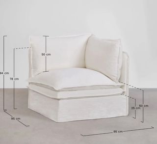 Sofá modular Sklum lino y algodón beige