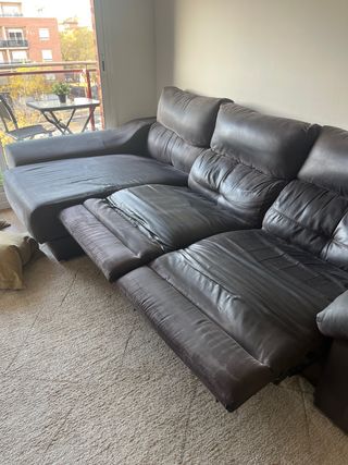 Sofá relax de piel sintética negro