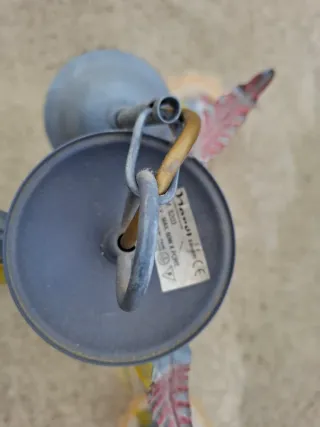 Lámpara de forja floral azul y multicolor