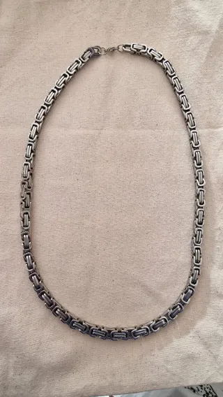 Cadena collar doble eslabón plateada