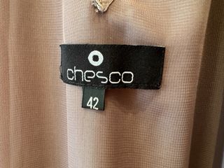 Vestido fiesta beige y plateado