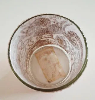 Portacandele in vetro e tessuto con paillettes