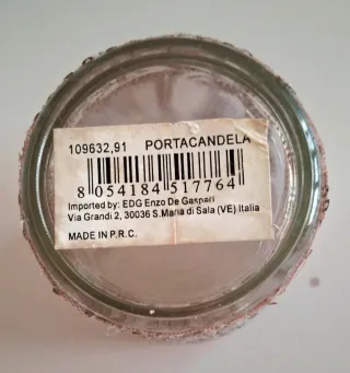 Portacandele in vetro e tessuto con paillettes