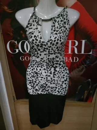 Vestido de fiesta blanco y negro