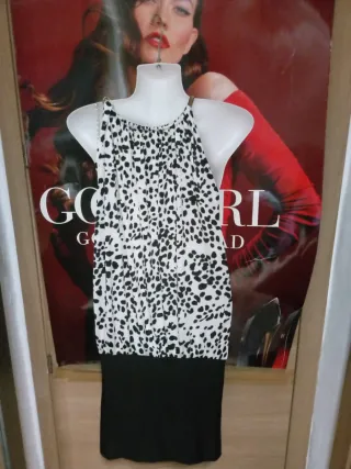 Vestido de fiesta blanco y negro