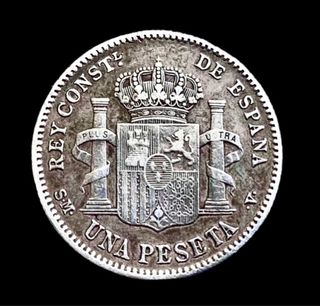 1900 ESPAÑA. 1 PESETA. ☆19☆00 PLATA. PÁTINA EXCNTE