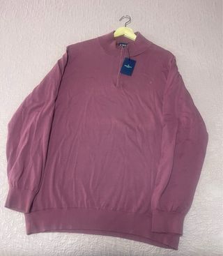 Jersey Hackett Hombre Algodón Media Cremallera L