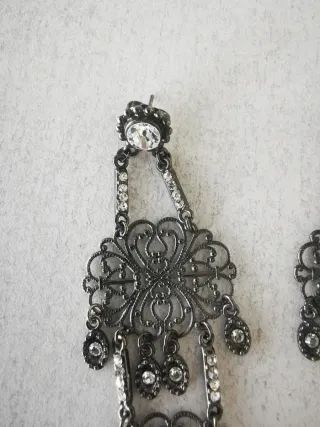 Pendientes largos fiesta plateados