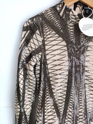 Vestido lentejuelas gris y blanco talla 36