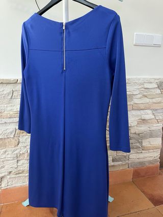Vestido azulón manga larga con cremallera trasera
