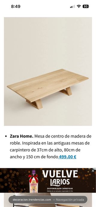 Tavolo da centro in legno di rovere Zara Home