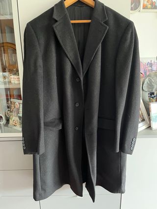 Abrigo Lana y Cachemira Negro Nuevo