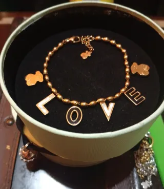 Pulsera Tous LOVE.Nácar, y Negro.Con Ositos Mesh.