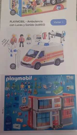 Hospital, Ambulancia y Helicóptero Playmobil