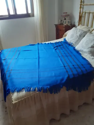 Pañuelo/Bufanda de Lanilla Azul y Negro