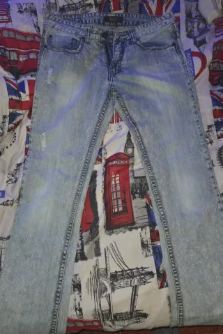 Pantalon Vaquero Blanco Jeans Hombre Azules