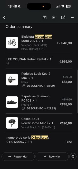 Bicicleta Orbea Orca M30i 2024 Talla 51 (8 usos)