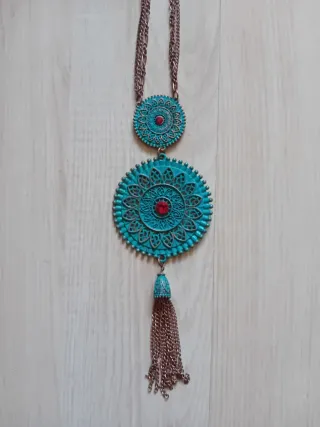 Collana in stile Boho-chic/etnico bronzo turchese