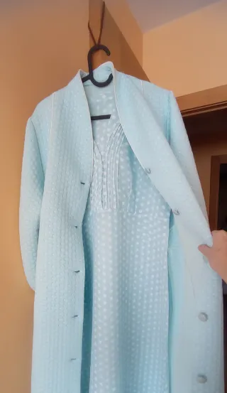 Conjunto Vintage Camisón y Bata Azul turquesa