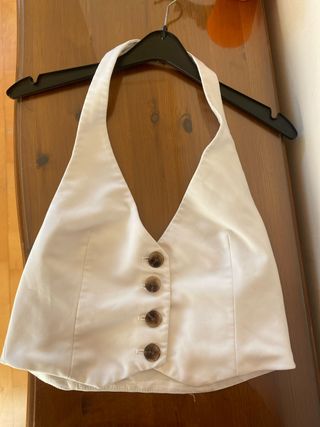 Top Zara blanco halter botones