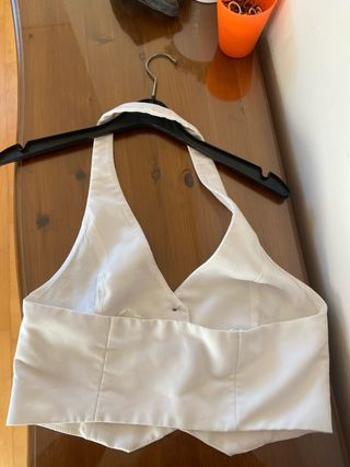 Top Zara blanco halter botones