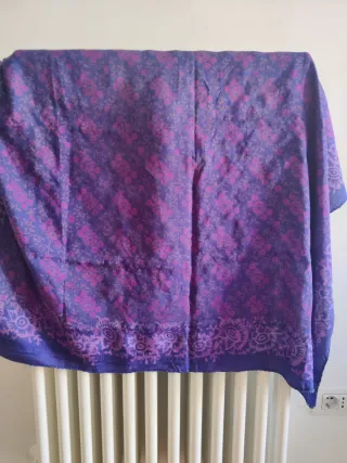 Foulard misto seta blu, rosa e lilla