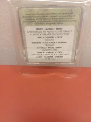 Moneda Oro Van Gogh 1/500 Onza Obras Maestras