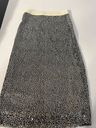 Falda Zara Lentejuelas Plata