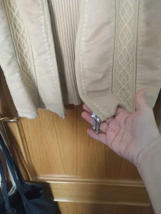 Chaqueta lana mujer cremallera beige