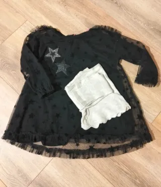 Vestido Mayoral negro estrellas tul