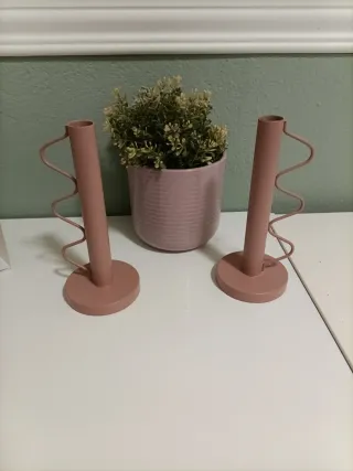 Portavelas metálicos rosas (2 unidades)